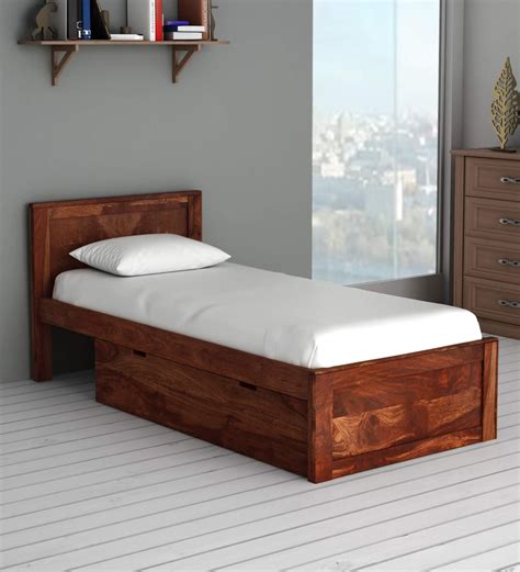 Buy Oriel Sheesham Wood Single Bed With Drawer Storage In Honey Oak