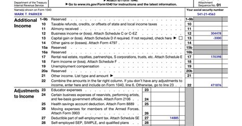 IRS Form 1040 Schedule 1 (2018) - Additional Income and Adjustments to