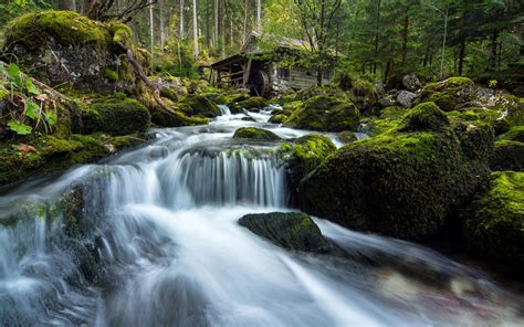 Historic Mill In Golling Salzburg Mountain River Waterfalls Rocks