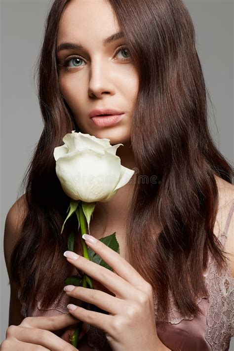 Beautiful Nude Make Up Woman With Flower Stock Image Image Of Model