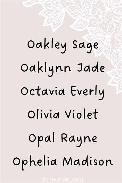 30 Girl Names That Start With O Girl Baby Names Cute Unique Baby