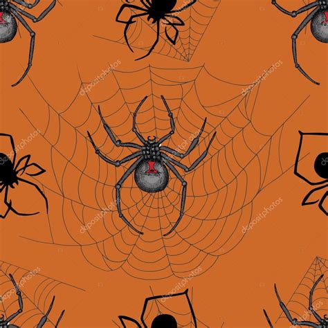 Scary Pattern With Black Widow Spiders ⬇ Vector Image By © Samiramay