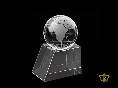 Buy Personalized Crystal Globe With Base For Desktop Customized With