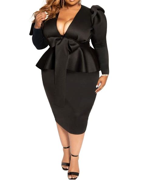 Plus Size Peplum Dress For All Plus Size Body Shape Tretchy Material