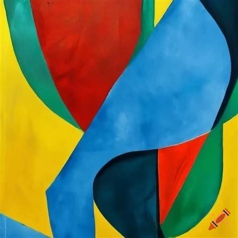 Abstract Art With Geometric Shapes And Trees In Vibrant Colors By Joan