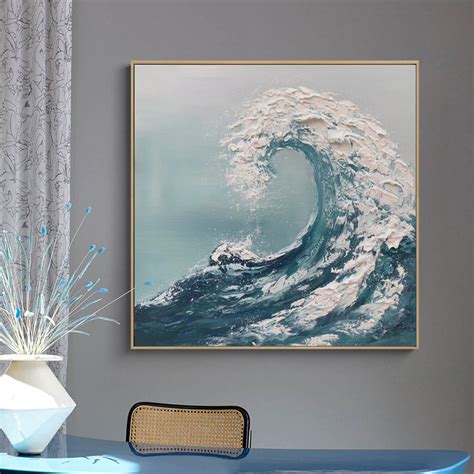 Textured Ocean Waves Wall Art Abstract Seascape Canvas Wall Etsy