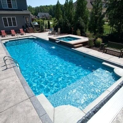 They may be zero entry or gently slope into the pool. Rectangular Fiberglass Pool Fiberglass Pool With Tanning ...