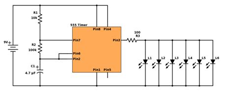 Blinking Led Circuit 555 Diagram