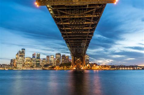 Colorful Sydney Downtown Skyline With Harbor Bridge At Night In Sydney