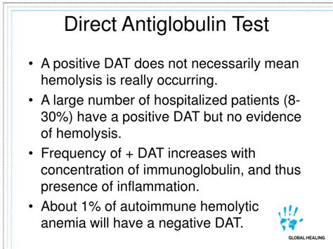 Based on the technique and objectives, there are two varieties of antiglobulin tests: PPT - Meaning and Uses of the Direct Antiglobulin Test ...
