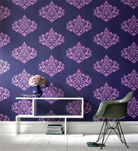 Go Bold With Graphic Wallpaper Interior Design Pictures Purple Decor