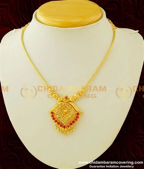 Buy Simple Thali Kodi Chain Gold Necklace Designs Ruby Stone Necklace