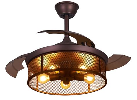 Buy Dafologia Caged Ceiling Fan With Light Industrial Retractable Remote Control Rustic