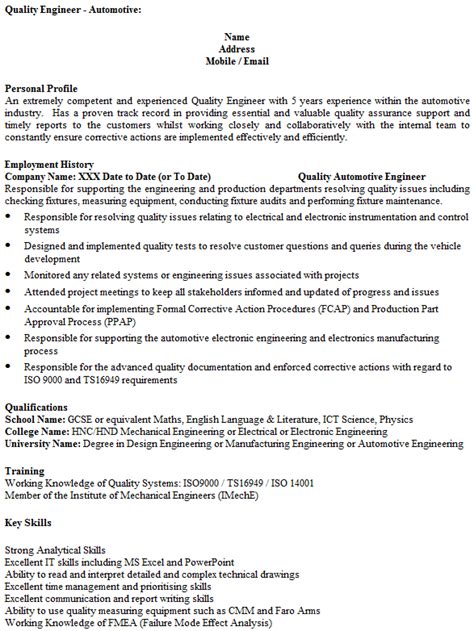 Format for quality assurance software quality assurance engineer resume pdf software testing resume samples 2 years experience. Quality Engineer CV Example - icover.org.uk