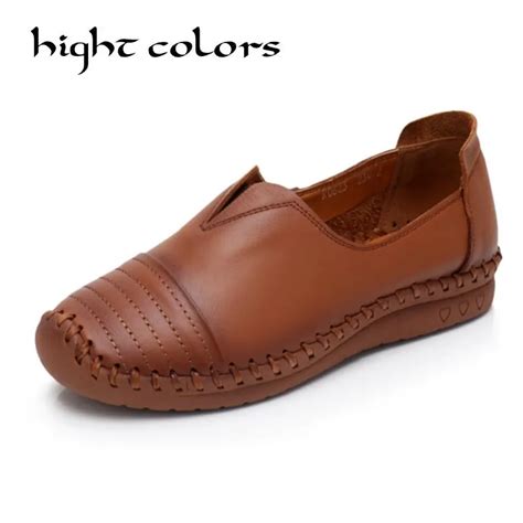 Penny Loafer Women Genuine Cow Leather Round Toe Slip On Shoes Casual