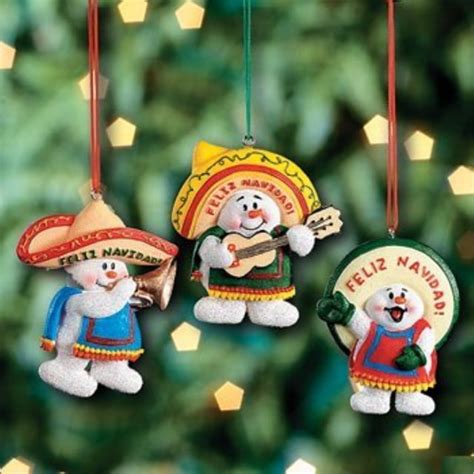 3 Feliz Navidad Snowman Christmas Ornamentsmexican Holiday Decortree