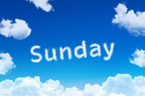 Days Of The Week Sunday Cloud Word With A Blue Sky Stock