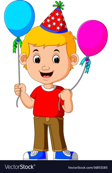 Boy Holding Balloons Royalty Free Vector Image