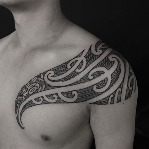 Sunset Tattoo Traditional Maori Ta Moko Chest Tattoo By Manawa