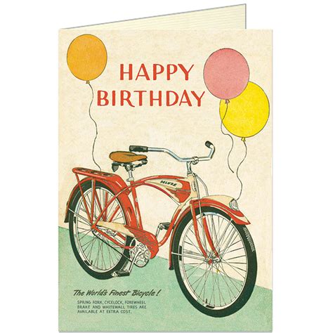 Cavallini Greeting Card Happy Birthday Bicycle Bobangles