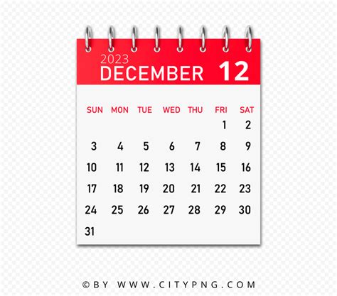 December Graphic Calendar FREE PNG Citypng