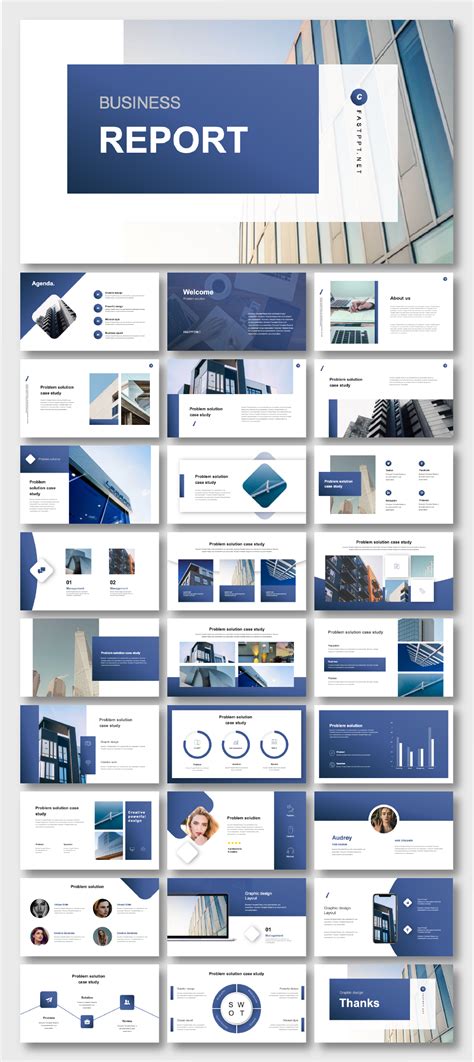 Cool And Modern Blue Business Presentation Template Original An