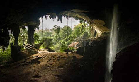 Inside Niah Great Cave Looking Out In Niah National Park Borneo