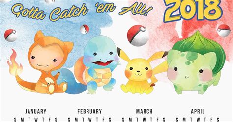 Free Printable 2018 Pokemon Calendar Oh My Fiesta For Geeks