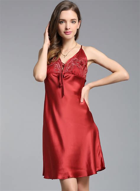 Womens Pure Mulberry Silk V Neck Sleepwear Nightgown Fancysilksleepcom Night Gown
