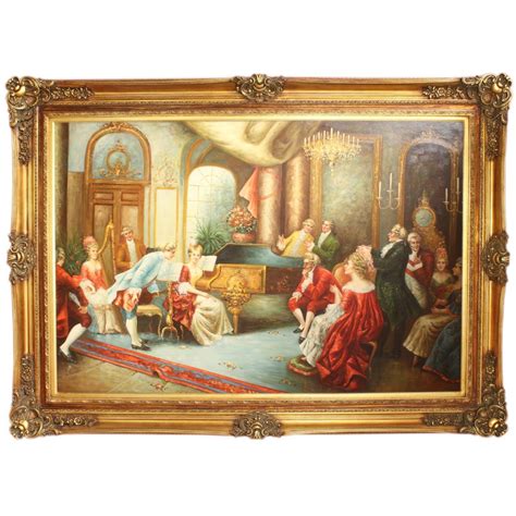 Huge Handpainted Baroque Oil Painting Evening With Classical Music Gold