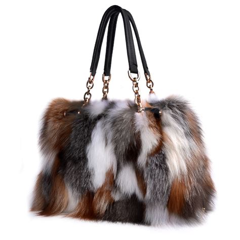 Fashion Genuine Leather Mink Fox Fur Handbag 2018 New Leather Fur Fox Fur Lady Big Capacity