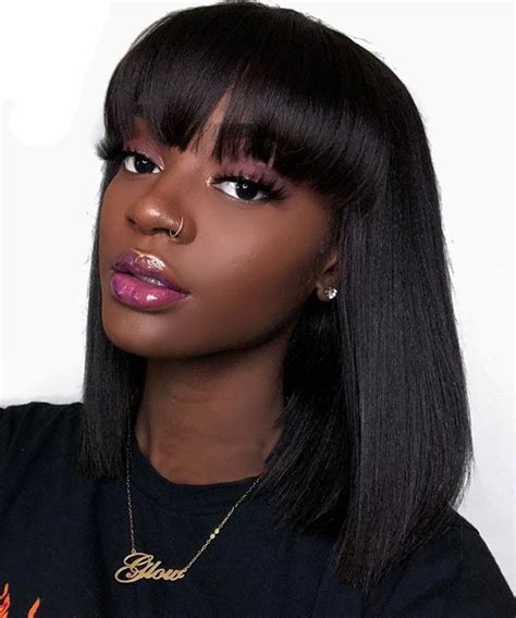 Msbuy Straight Lace Frontal Wig With Bangs Pre Plucked With Baby