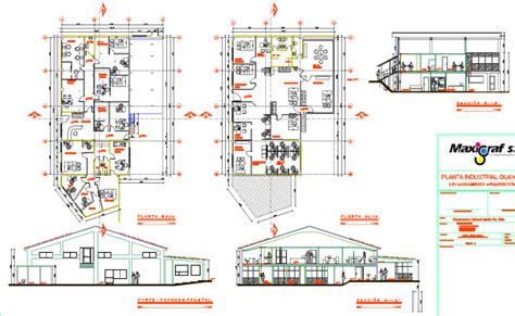 Office Plan Elevation And Section Detail Dwg File