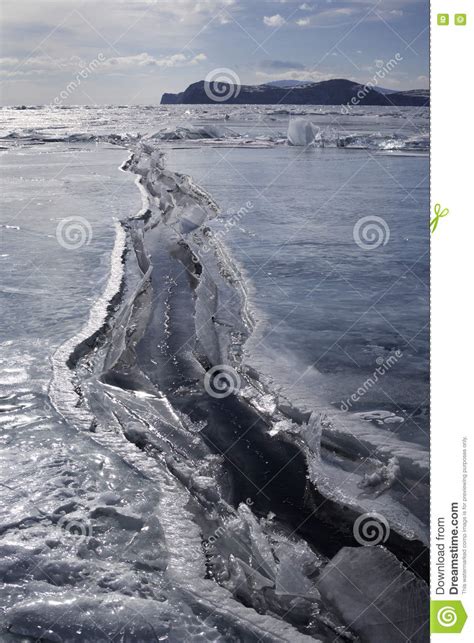 A Crack In The Ice Lake Baikal Russia Stock Photo Image Of Clear