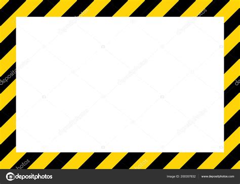 Yellow Black Stripes Diagonal Rectangular Warning Sign Symbol