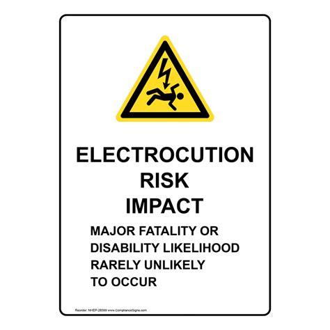 Portrait Electrocution Risk Impact Sign With Symbol Nhep 28599