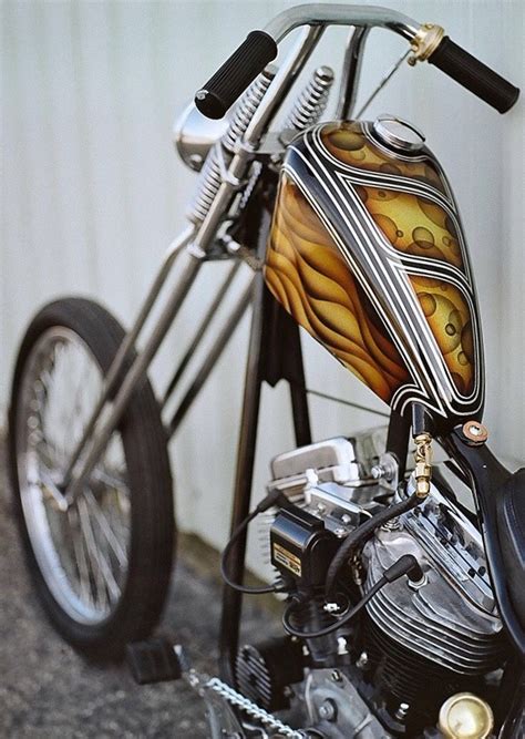 Clean Tall Chop With A Cool Custom Paint Job Cool Bikes Bobber