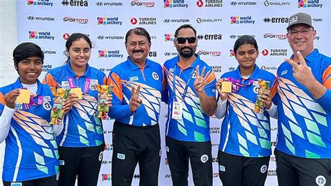 World Archery Indian Womens Compound Team Wins Historic Gold