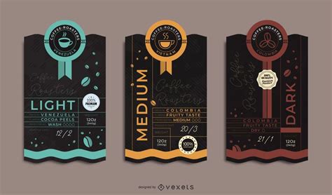Premium Coffee Packaging Label Set Vector Download