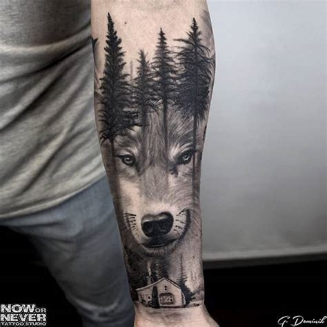 Black And Grey Realistic Wolf Tattoo