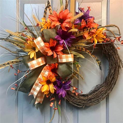 Rustic Wreath Front Door Wreath Autumn Wreath Grapevine Wreath