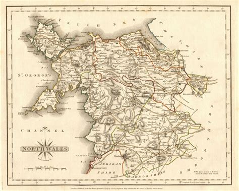 Antique Map Of North Wales By John Cary Original Outline Colour 1787 Old