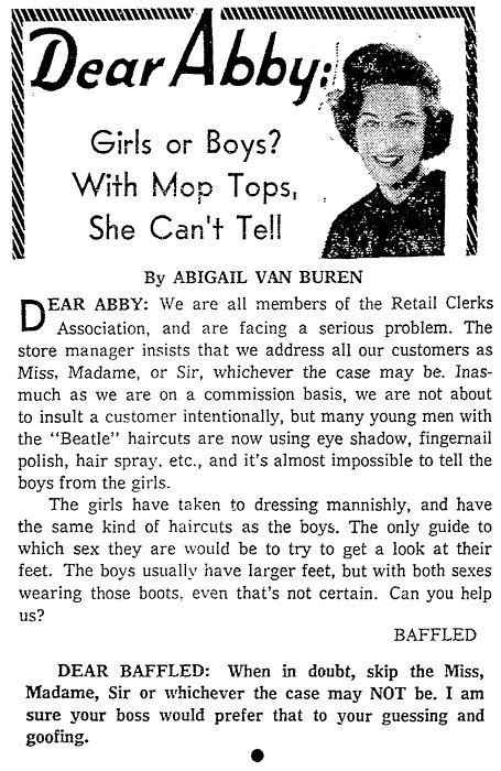 10 Weird And Wonderful Dear Abby Columns Haircuts Columns And The Times