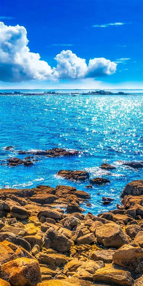 Rocks Coast Sunny Day Blue Sea 10802160 Wallpaper 4k Wallpaper Nature