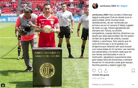 Rubens Sambueza se despide del Toluca FC y su afición