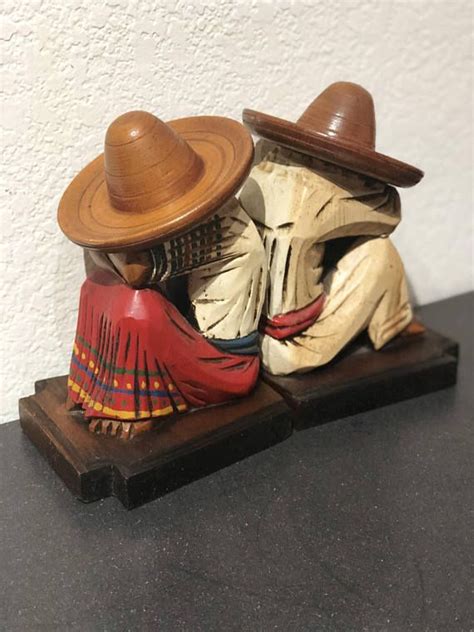 Vintage Handmade Mexican Fiesta Siesta Man And Woman Bookends Etsy