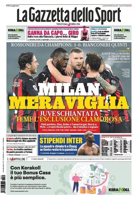 Italexit per niente voluta, almeno gli inglesi la brexit l'hanno votata con il. La Gazzetta dello Sport, prima pagina 10 maggio 2021