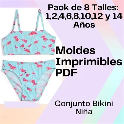 Molde Digital Maya Bikini Niña Patrones Pack 8 Talles En Venta En Río