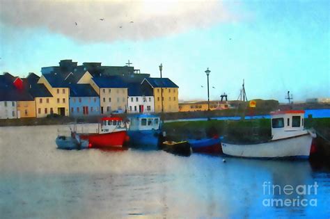 Painting Of Claddagh Basin Galway Cty Ireland Painting By Mary Cahalan