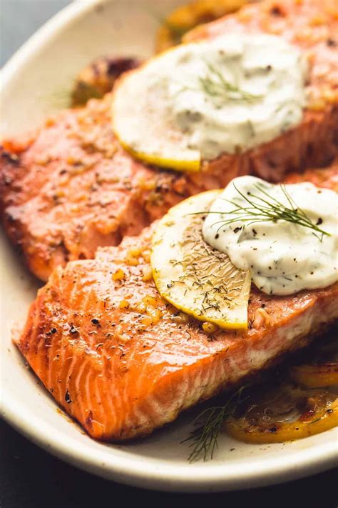 Baked Salmon With Creamy Lemon Dill Sauce Creme De La Crumb